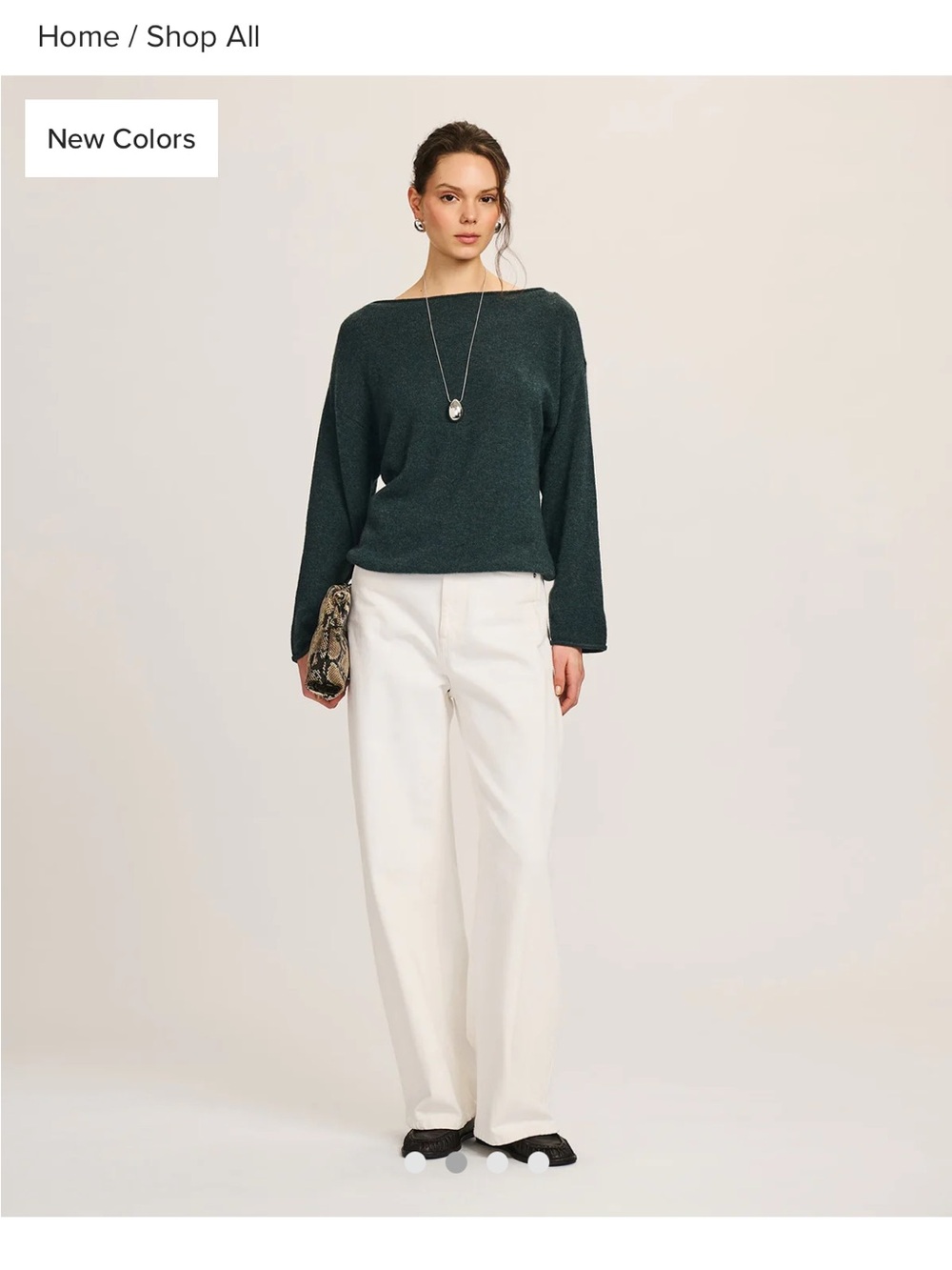 NAADAM Sea Green Cashmere Boat Neck Sweater